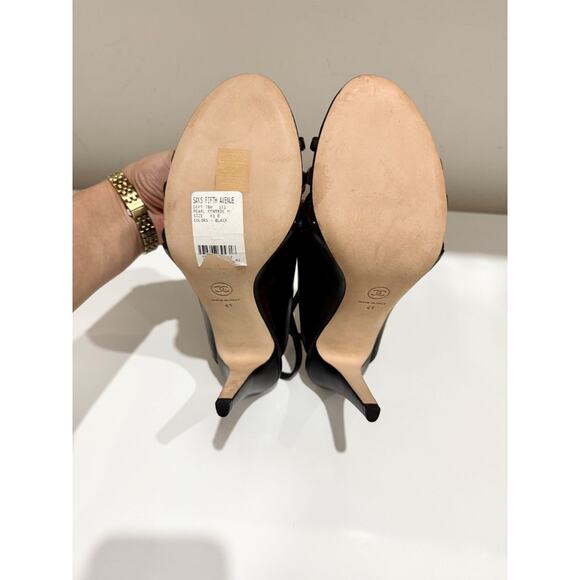 NWOT Chanel Leather Embellished Pearl Slingback Sandals Black Women's Size EU 41 - Picture 7 of 9